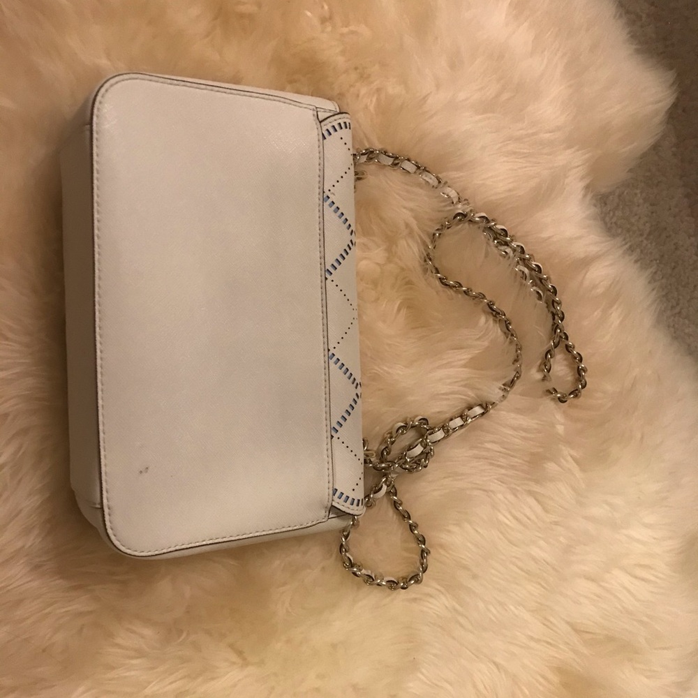 Tory Burch White Crossbody Bag Robinson weave crosshatch pattern  purse - Picture 3 of 6